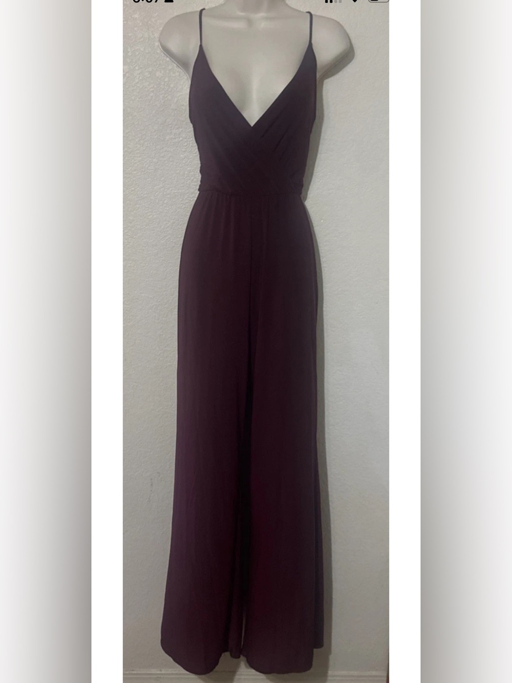 Wine Red Strappy Jumpsuit | Sleek Fitted Bodice & Wide‑Leg Pants | Minimal Chic